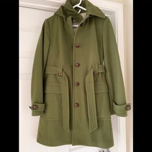 Army green long J Crew Wool Coat